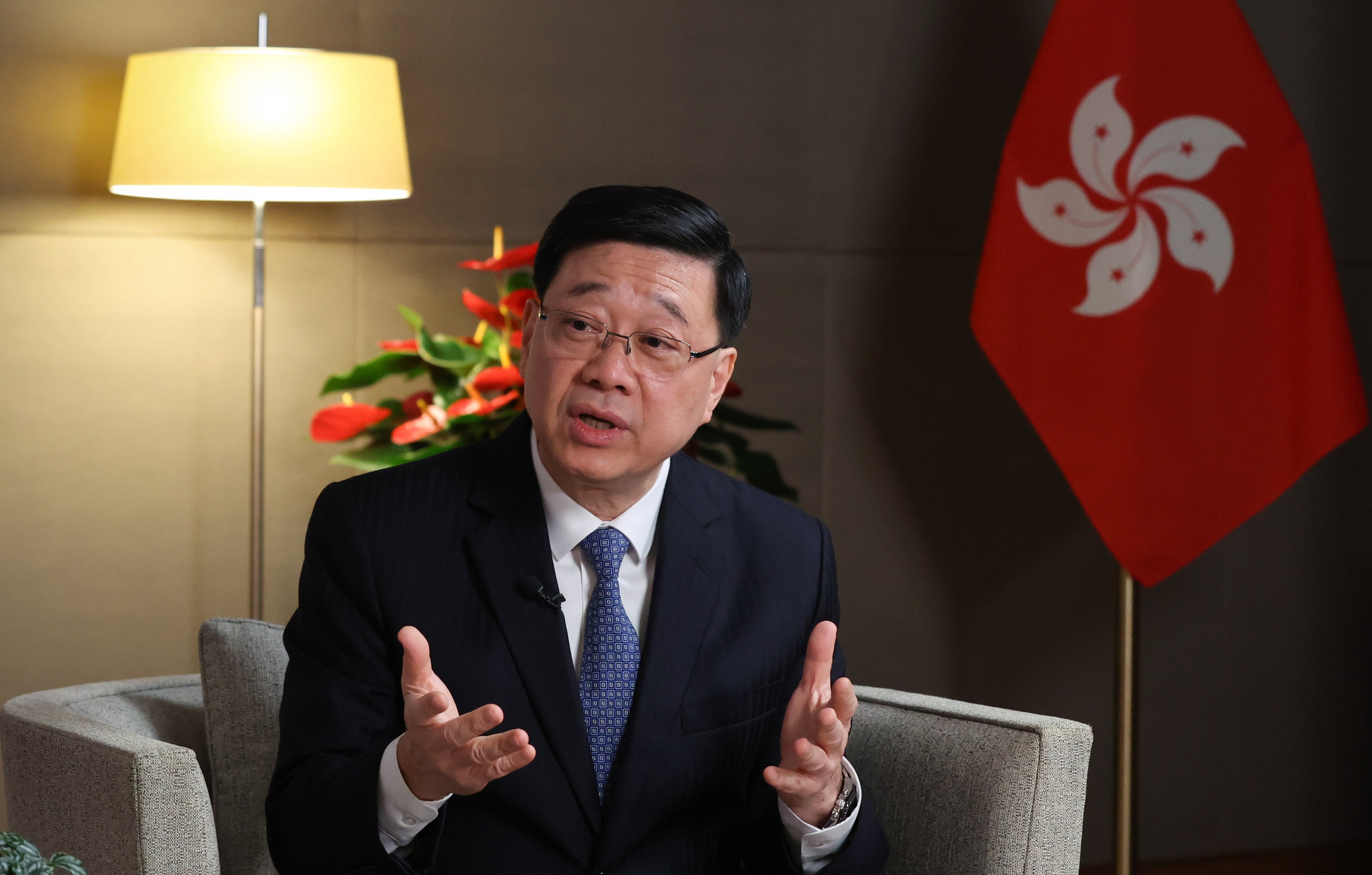 Hong Kong Chief Executive John Lee during an exclusive interview with the Post. Photo: Dickson Lee